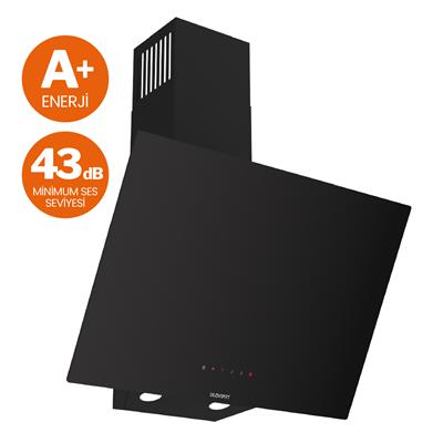 D077-SA Siyah SilentArt Tek Cam Davlumbaz